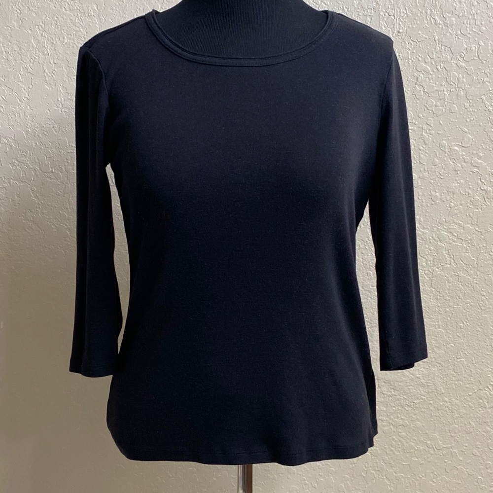 Jones New York Scoop neck 3/4 sleeve  black shirt